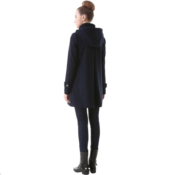 SOLD - MOMO MATERNITY Coat Small Wool Blend Navy Blue - Picture 2 of 16